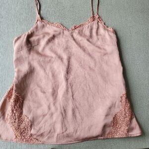 Elegant Lace Trim Pink Cami Top